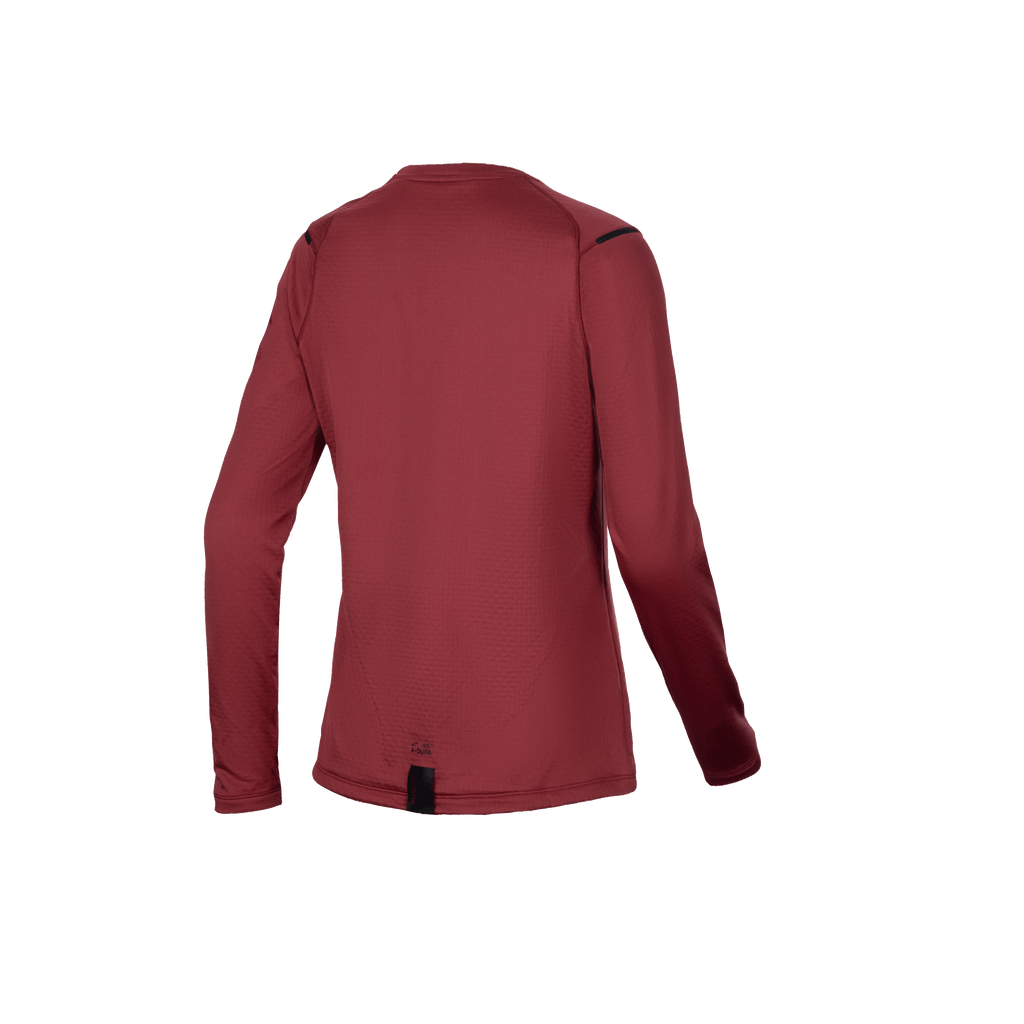 Alpinestars Stella A-Dura Thermo-Trikot, Damen Langarm-MTB-Trikot, Rückansicht mit verlängertem Rückenteil, Rot, isoliertes Fleece-Futter für Mountainbiken bei kaltem Wetter