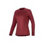 Alpinestars Stella A-Dura Thermo-Trikot, Damen Langarm-Mountainbike-Trikot, Rot, isoliert mit Fleece-Futter und verlängertem Rückenteil