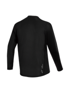 Schwarzes Stella A-Dura Ride Damen-Langarmtrikot, Rückansicht mit Jacquard-Struktur und Alpinestars-Logo-Branding.