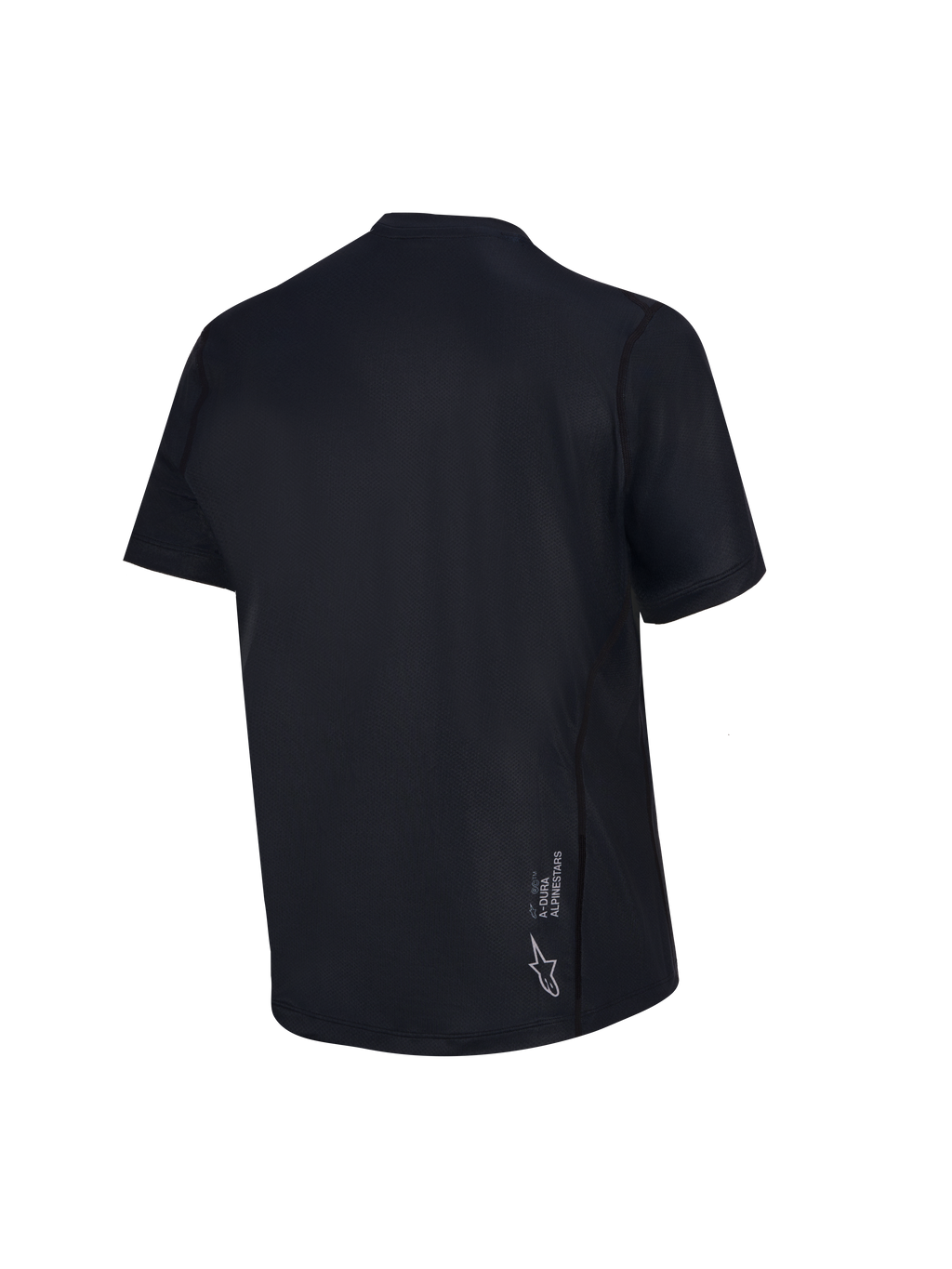 Schwarzes Stella A-Dura Ride Kurzarm-MTB-Trikot für Damen, Rückansicht mit weißem Astars-Logo.