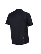 Schwarzes Stella A-Dura Ride Kurzarm-MTB-Trikot für Damen, Rückansicht mit weißem Astars-Logo.