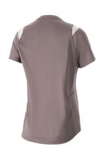 Alpinestars Stella Alps Escape Kurzarmtrikot für Damen, Sparrow Gray mit weißen Schulterakzenten, Rückansicht mit großflächigem perforiertem Mesh zur Belüftung, feuchtigkeitsableitendes DriRelease-Gewebe, Mountainbike-Bekleidung für Damen