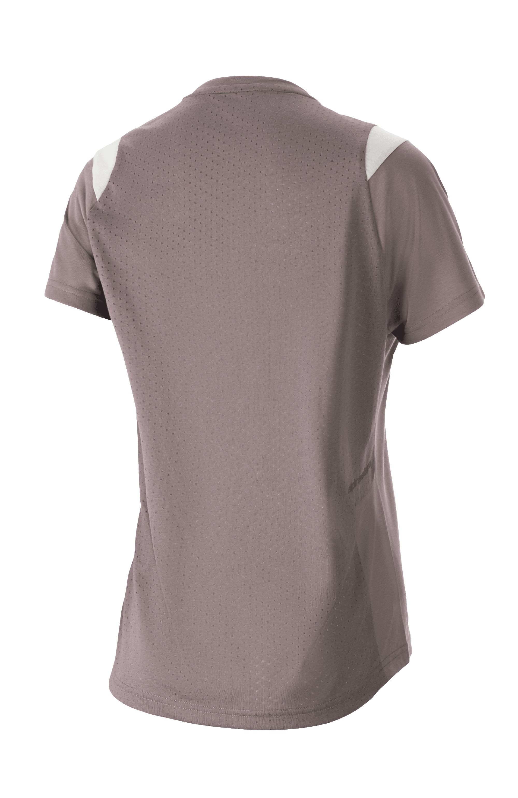 Alpinestars Stella Alps Escape Kurzarmtrikot für Damen, Sparrow Gray mit weißen Schulterakzenten, Rückansicht mit großflächigem perforiertem Mesh zur Belüftung, feuchtigkeitsableitendes DriRelease-Gewebe, Mountainbike-Bekleidung für Damen