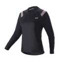 Alpinestars Stella Alps Escape Jersey Langarm, Damen-Mountainbike-Trikot, Schwarz mit hellgrauen Schulterpartien, Rundhalskragen, kleines weißes Logo auf der Brust, sportliche athletische Passform