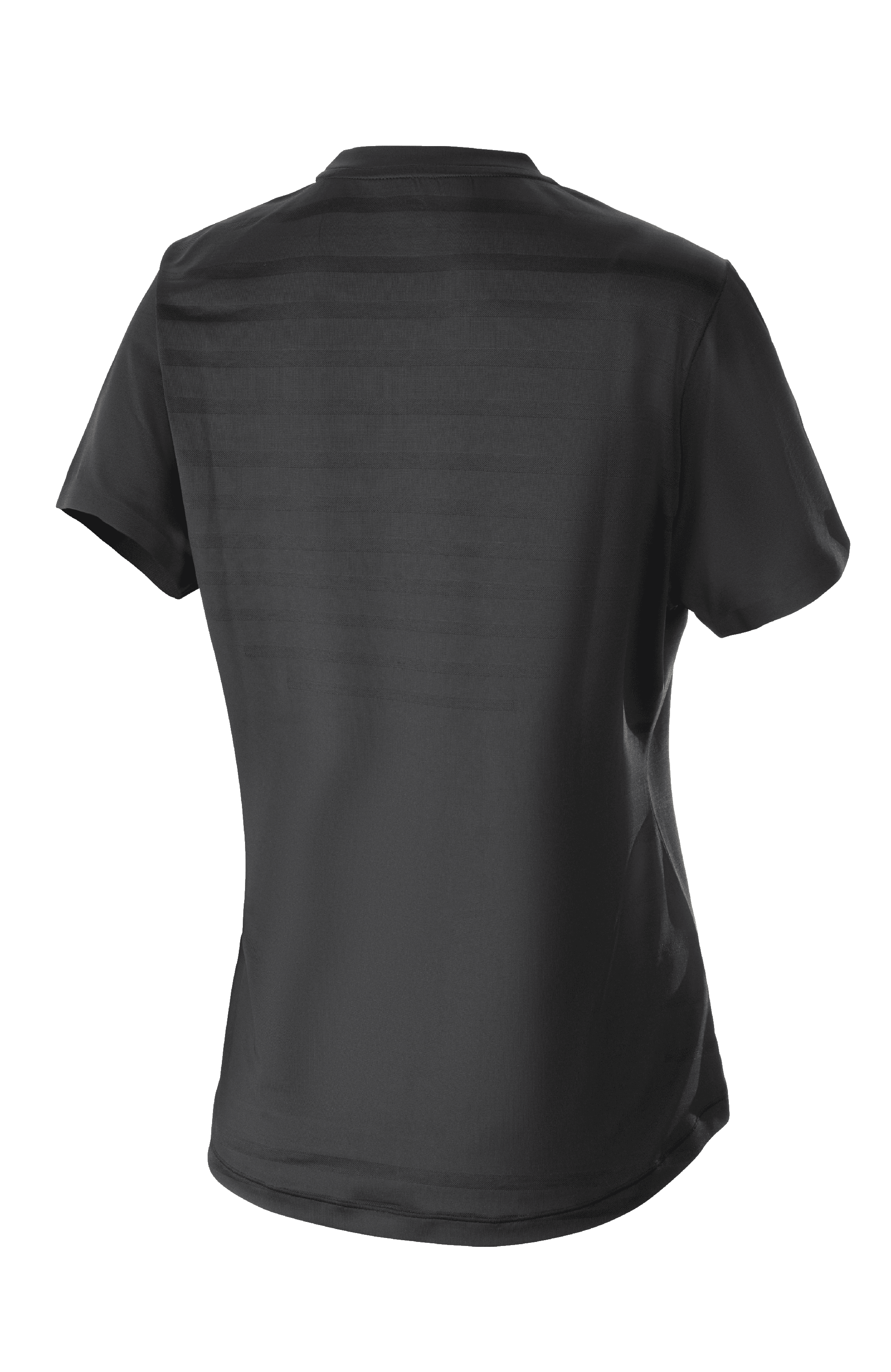 Alpinestars Stella Alps Constellation Damen-Trikot, kurzärmeliges MTB-Trikot, Schwarz, Rückansicht mit eingearbeitetem Mesh-Streifenmuster und verlängertem Rückenteil für optimale Abdeckung beim Radfahren