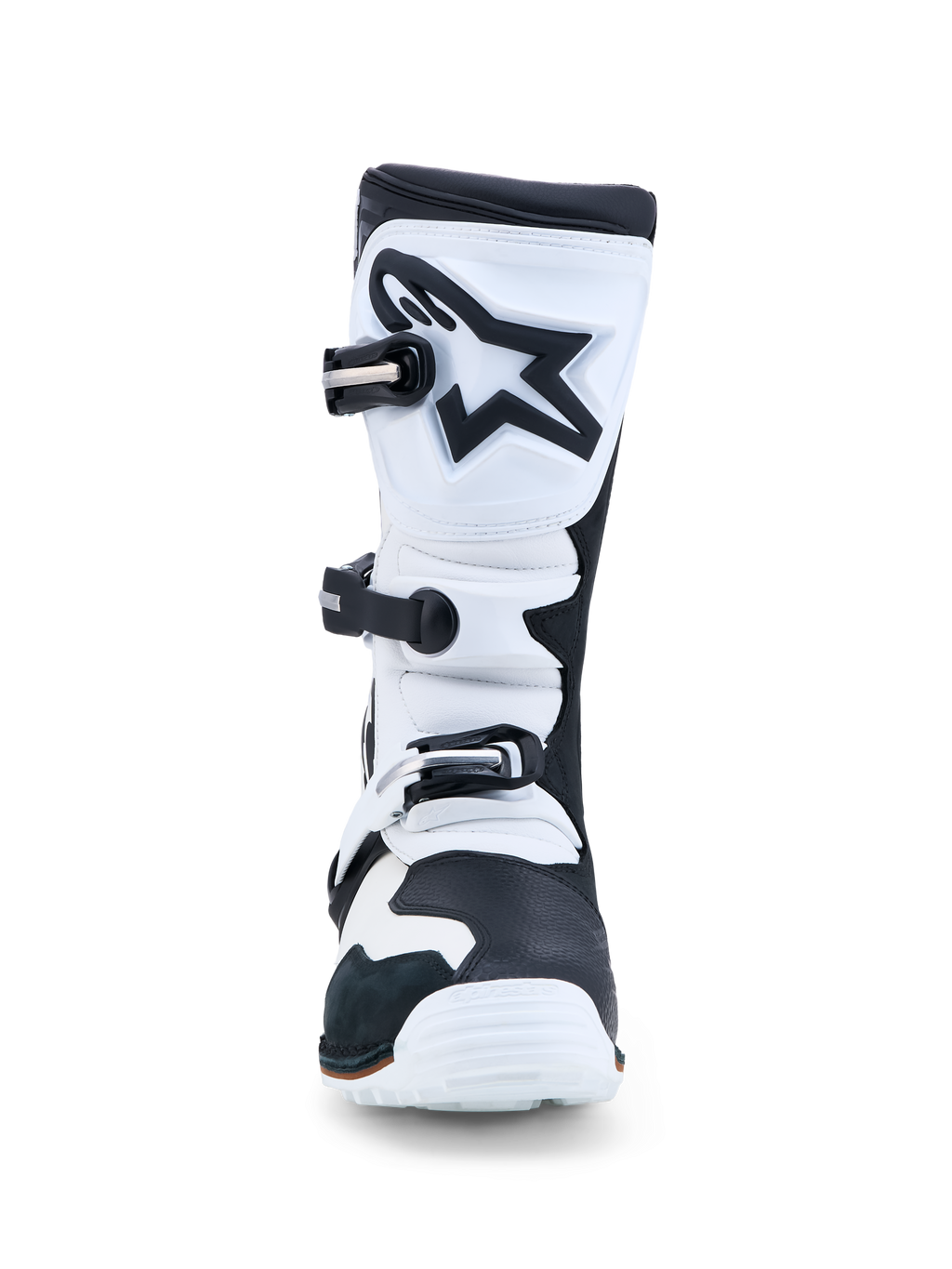 Alpinestars Tech-T Stiefel, Trial-Motorradstiefel für Herren, Schwarz und Weiß, Leder, TPU-Schienbeinplatte, CE-zertifiziert.