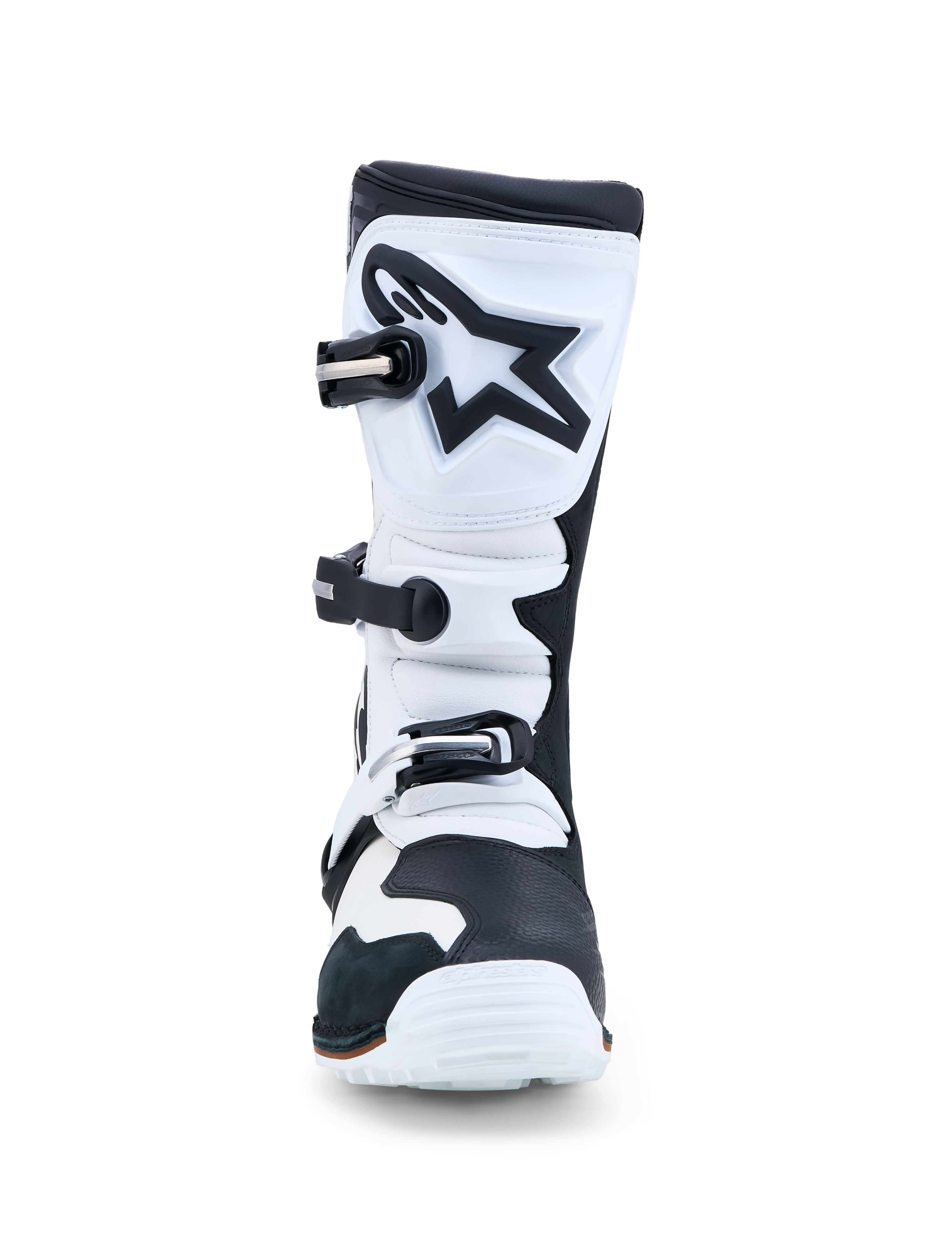Alpinestars Tech-T Stiefel, Trial-Motorradstiefel für Herren, Schwarz und Weiß, Leder, TPU-Schienbeinplatte, CE-zertifiziert.