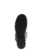 Alpinestars Tech-T Stiefel, Sohlenansicht von unten, Schwarz mit roten Akzenten, mit strukturiertem hexagonalen Profil, proprietäre Trial-Sohle für maximalen Grip und Sensibilität auf den Fußrasten