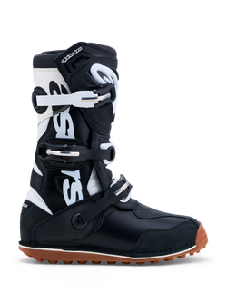 Alpinestars Tech-T Boots, Trials Motorcycle Boots, Men's, Black and White, Leather, CE Certified, High-Grip Gum Sole.