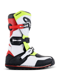 Alpinestars Tech-T Stiefel, Trial-Motorradstiefel, Weiß, Rot, Neongelb und Schwarz, drei verstellbare Schnallenriemen, ergonomischer Schienbeinschutz, robuste schwarze Sohle mit rotem Akzent, konzipiert für Trial-Fahrten im Gelände
