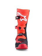 Alpinestars Tech-T Stiefel, Trial-Motorradstiefel in Fluo-Rot und Schwarz, Leder mit hochschlagfesten TPU-Schienbeinplatten.