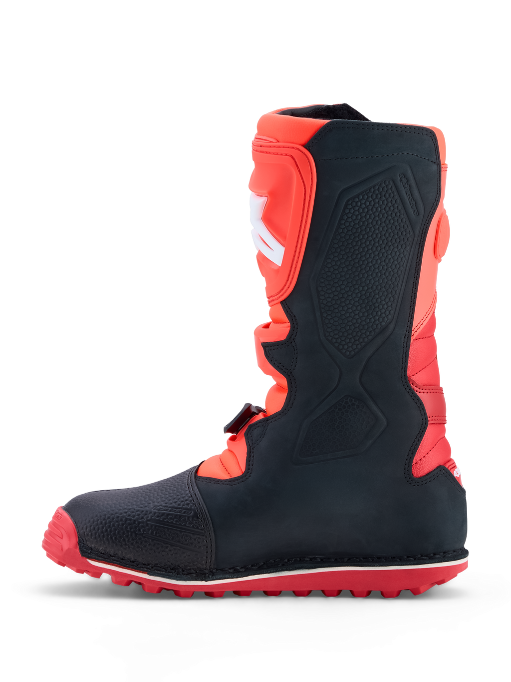 Alpinestars Tech-T Stiefel, Trial-Stiefel für Herren, Rot und Schwarz, Lederkonstruktion mit griffiger Gummisohle.