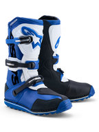 Alpinestars Tech-T Stiefel, Trial-Motorradstiefel für Herren in Blau, Schwarz und Weiß mit Leder und TPU-Schutz.