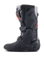 Alpinestars Tech 10 Boots, Motocross Boots, Black and Red Fluo, side profile view, featuring a multi-component chassis with protective TPU plates, aluminum buckles, and a streamlined design for off-road racing.