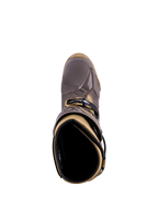 Alpinestars Tech 10 Air Gold boots in Earth Brown Gold, top-down view showing the TPU shell and inner lining.