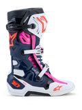 Alpinestars Tech-10 Supervented Stiefel, Motocross-Stiefel für Herren, Dunkelblau, Weiß und Fuchsia, fortschrittliche Belüftung.