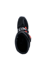 Alpinestars 2026 Tech 7 Enduro Drystar® Boots, Black Red Fluo White, top-down view looking into the boot collar, showcasing the wide entry aperture and interior padding, protective enduro footwear for off-road riding