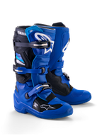 Alpinestars Yamaha Youth Tech 7S Stiefel, Motocross-Stiefel, Blau, Schwarz und Weiß, mit einem Multi-Schnallen-Verschlusssystem, TPU-Schutzschale und weißen Alpinestars-Logos sowie Yamaha-Branding am Schaft
