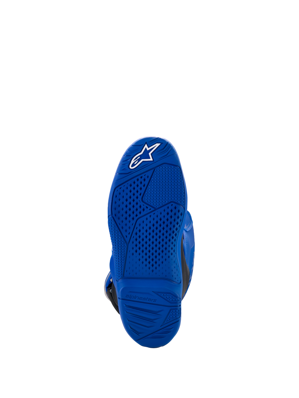 Alpinestars Yamaha Youth Tech 7S Stiefel, Blau, Sohlenansicht mit strukturiertem Profilmuster und weißem Stern-Logo, robuste Gummikonstruktion für den Offroad-Sport