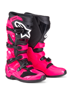 Alpinestars Tech 7 Stiefel, Motocross-Stiefel, Diva-Pink und Schwarz, mit robuster TPU-Schale, Vier-Schnallen-Verschlusssystem und markantem weißen Alpinestars-Logo, Hochleistungs-Offroad-Fußbekleidung