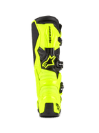 Alpinestars Tech 7 Motocross-Stiefel, Gelb Fluo und Schwarz, Rückansicht mit schützender TPU-Konstruktion und Fersenkappe, markantes Alpinestars-Logo, lebendiges High-Visibility-Design für Offroad-Performance.