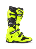 Alpinestars Tech 7 Boots, Motocross-Stiefel, Gelb Fluo und Schwarz, Seitenprofil mit leuchtend neongelber TPU-Schale und vier schwarzen Schnallen, verstärkter Ferse und Zehenpartie, Gelenksystem für Flexibilität und professioneller Offroad-Rennoptik