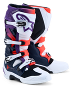 Alpinestars Tech 7 Stiefel, Herren-Motocross-Stiefel, Lila, Weiß, Dunkelblau und Rot Fluo, CE-zertifiziert mit TPU-Schutz.