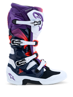 Alpinestars Tech 7 Stiefel, Motocross-Stiefel für Herren, Lila, Weiß und Dunkelblau, CE-zertifiziert mit TPU-Schutz und Dual-Pivot-System für maximale Offroad-Performance.