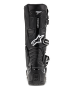 Alpinestars Tech 7 Enduro Boots, Black, Rear view featuring white Astars logo and "Tech 7" branding, protective TPU shell with buckle system, durable construction for off-road and motocross racing