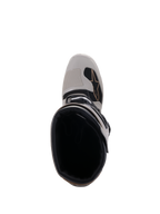 Alpinestars Tech 7 Enduro Drystar® Stiefel, Grau Sand, Draufsicht mit Blick in die Stiefelöffnung und auf die verstärkte Zehenpartie, mit schwarzen Akzenten und dem Alpinestars-Logo, wasserdichtes Offroad-Motorradschuhwerk