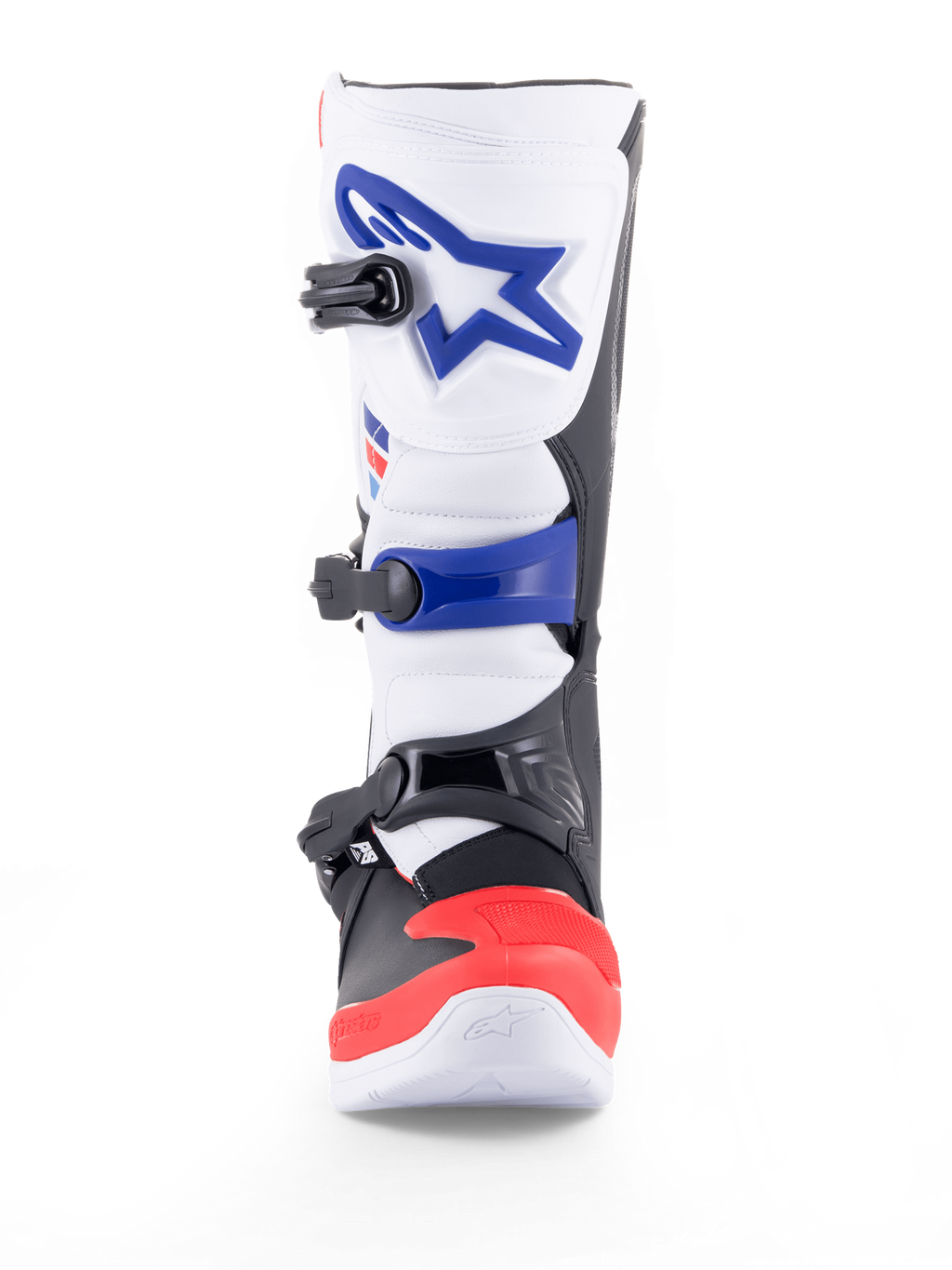 Alpinestars Tech 3 Stiefel, Motocross- und Offroad-Motorradstiefel in Weiß, Rot und Dunkelblau, mit TPU-Protektoren, Mikrofaser-Obermaterial, Dreifachschnallenverschluss und CE-Zertifizierung