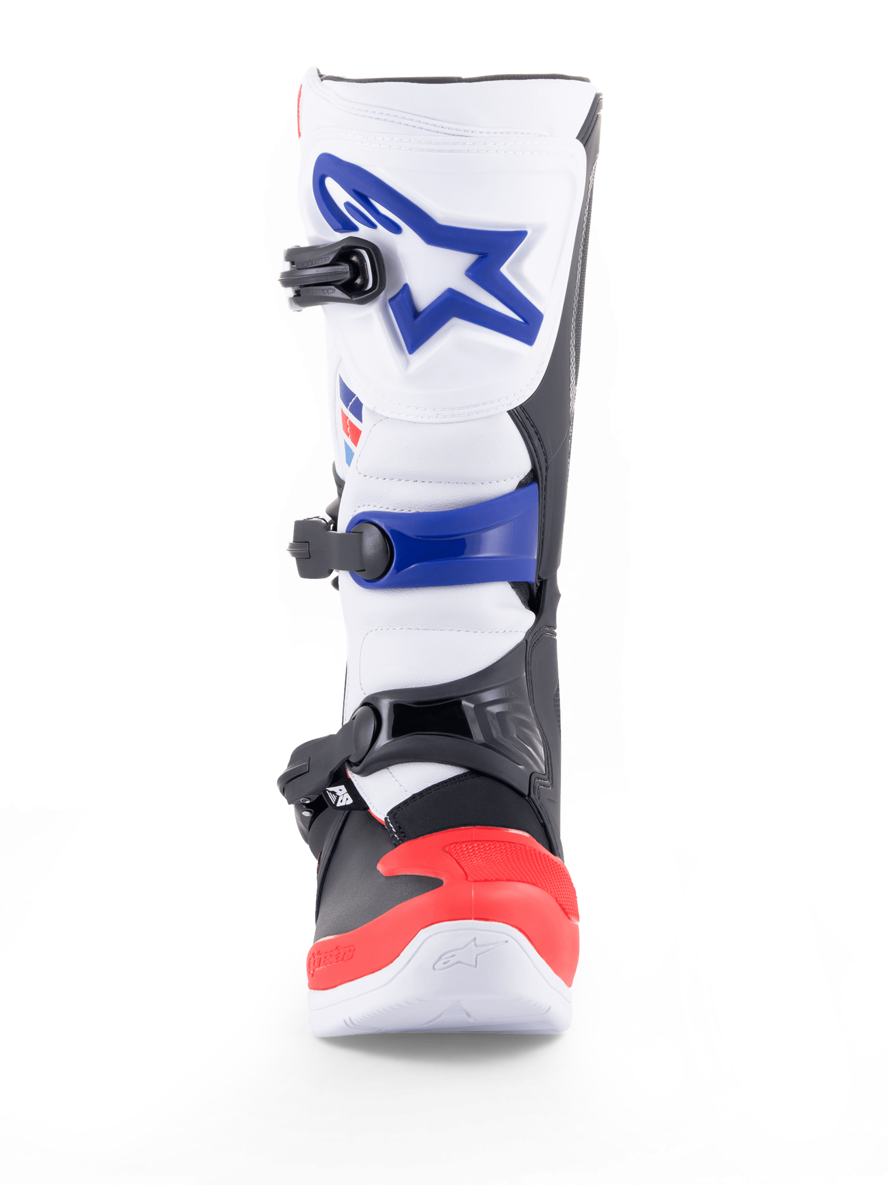 Alpinestars Tech 3 Stiefel, Motocross- und Offroad-Motorradstiefel in Weiß, Rot und Dunkelblau, mit TPU-Protektoren, Mikrofaser-Obermaterial, Dreifachschnallenverschluss und CE-Zertifizierung