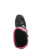 Alpinestars Stella Tech 3 Damenstiefel, Motocross-Stiefel, Schwarz, Weiß und Pink, Draufsicht mit pinkfarbenem Innenkragen und Zehenbereich, strapazierfähiges Schuhwerk für den Offroad-Rennsport