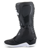 Alpinestars Tech 3 Enduro Waterproof Boots, Motocross and Enduro Boots, Black and White, side profile view featuring textured protective panels, white rugged sole, and waterproof synthetic upper for off-road riding