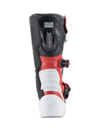 Alpinestars Youth Tech 3S Stiefel, Motocross-Stiefel, Weiß, Schwarz und leuchtendes Rot, Rückansicht mit „TECH SERIES“-Branding, verstärkter Fersen- und Wadenschutz, langlebige Mikrofaser-Konstruktion für Offroad-Rennsport
