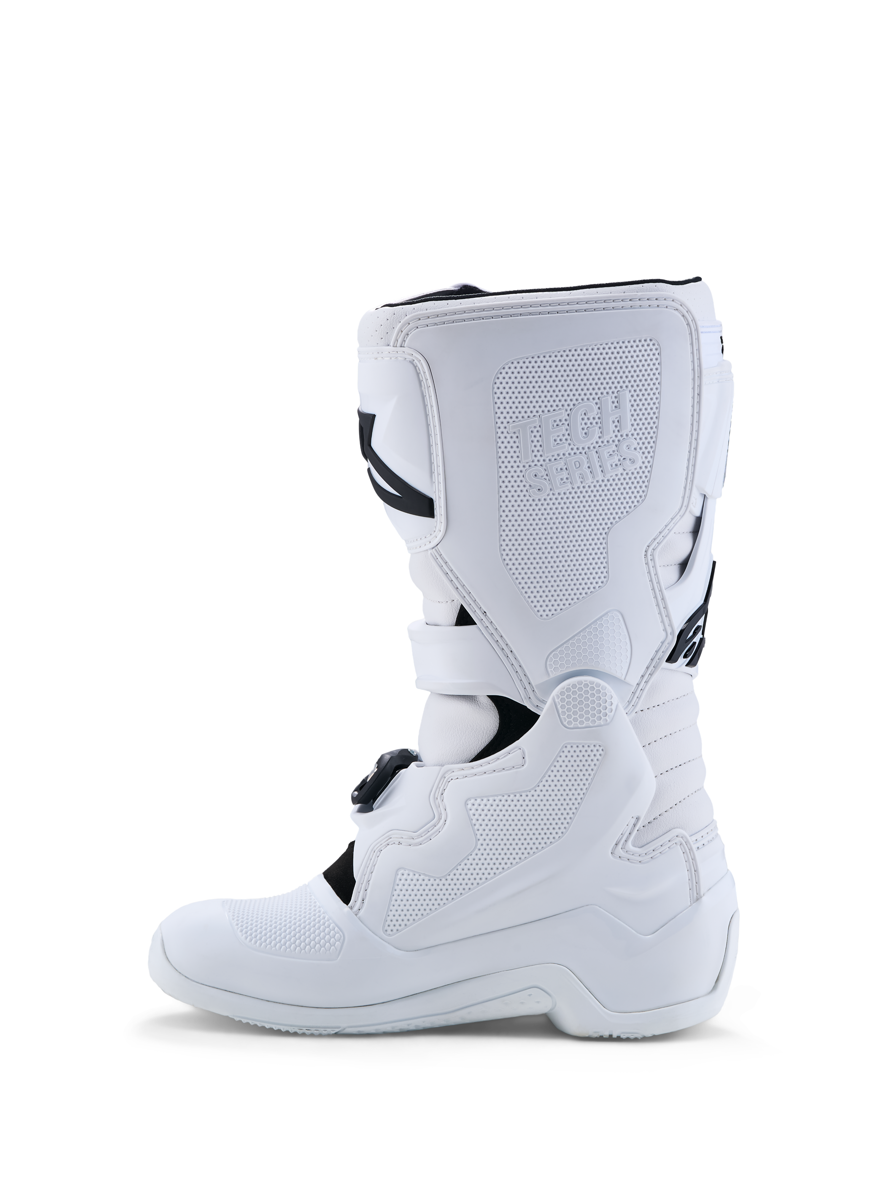 Alpinestars Tech 7S Jugend-Stiefel, Motocross-Stiefel in Weiß, mit TPU-Schienbeinschutz und Pivot-System für junge Fahrer.