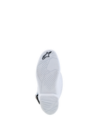 Alpinestars Tech 7S Jugend-Stiefel, Motocross, Weiß, Verbundsohle mit strukturiertem Profilmuster und schwarzem Stern-Logo.