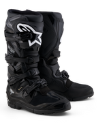 Alpinestars Tech 7 Enduro Gore-Tex Stiefel, wasserdichte Offroad-Motorradstiefel in Schwarz und Grau mit TPU-Schutzpanzerung.