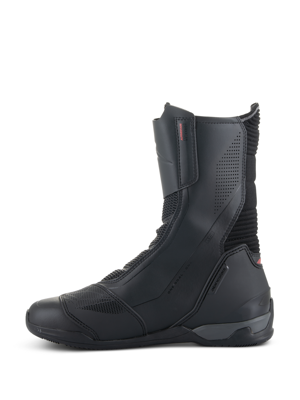 Alpinestars SP-X BOA® Boots, Motorcycle Riding Boots, Black, mid-height design with microfiber and Rideknit mesh panels, featuring a medial zipper and sleek sport profile.
