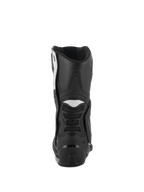 Alpinestars Stella SMX-6 V3 Boots, Women's Motorcycle Boots, Black and White, rear view featuring TPU heel counter and flexible accordion panels, durable performance design
