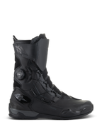 Alpinestars SP-X BOA Drystar Stiefel, Motorrad-Tourenstiefel, Schwarz und Dunkelgrau, Seitenansicht mit BOA Speed Lace System und Drystar-Branding, mittelhohes wasserdichtes Design mit Mesh- und TPU-Verstärkungen
