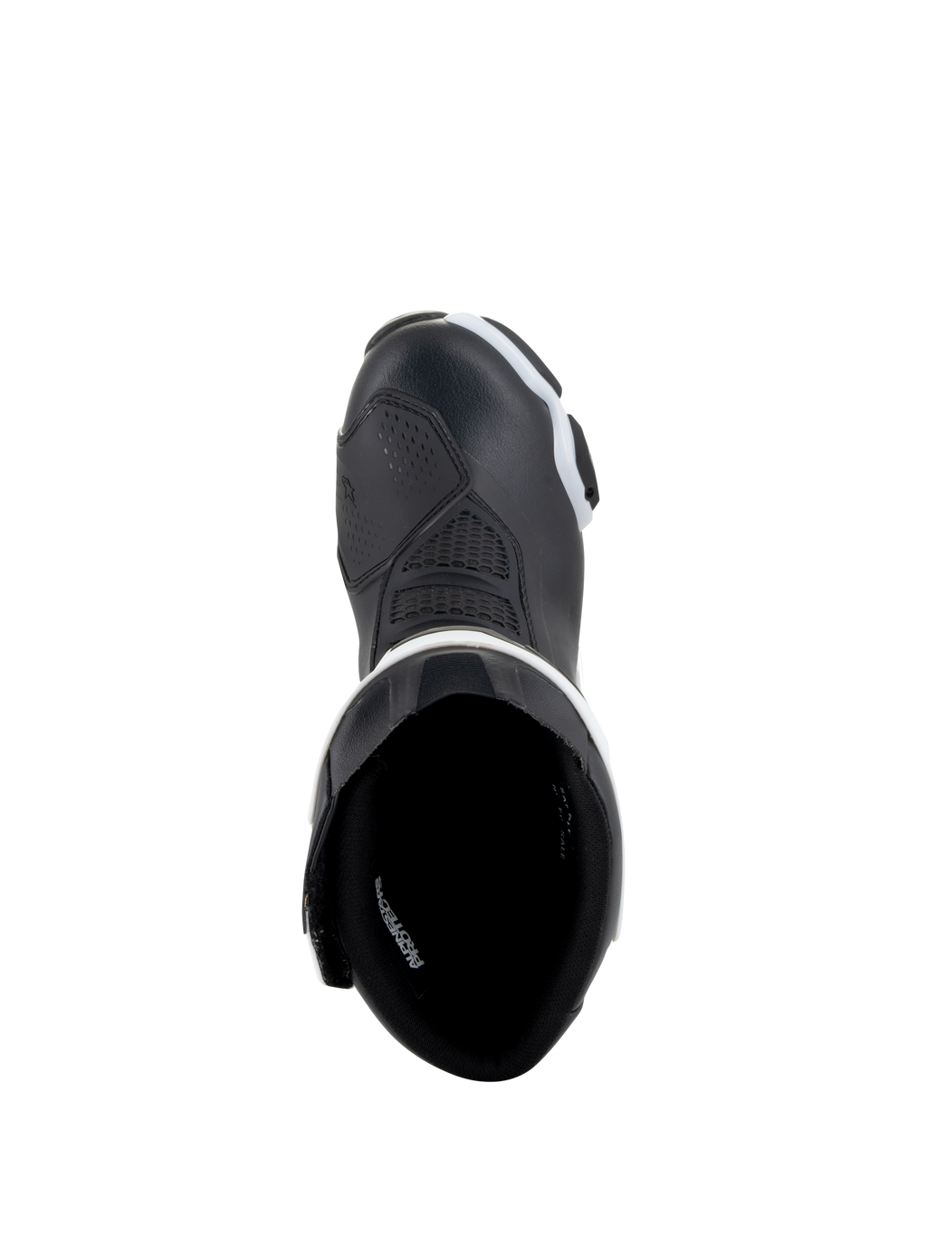 Alpinestars Stella SMX-6 V3 Drystar® Stiefel, Damen-Motorradstiefel, Schwarz und Weiß, Draufsicht mit Innenfutter und verstärktem Zehenbereich, wasserdichte Mikrofaser-Konstruktion für Rennstrecke und Straße