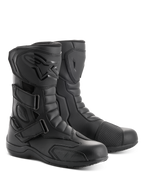 Alpinestars Radon Drystar® Stiefel, Motorrad-Tourenstiefel, Schwarz, mit drei verstellbaren Klettverschluss-Bändern, TPU-Schienbeinplatte mit geprägtem Logo und verstärktem Schaltpolster, strapazierfähige Mikrofaser-Konstruktion für Straßen- und Abenteuerfahrten