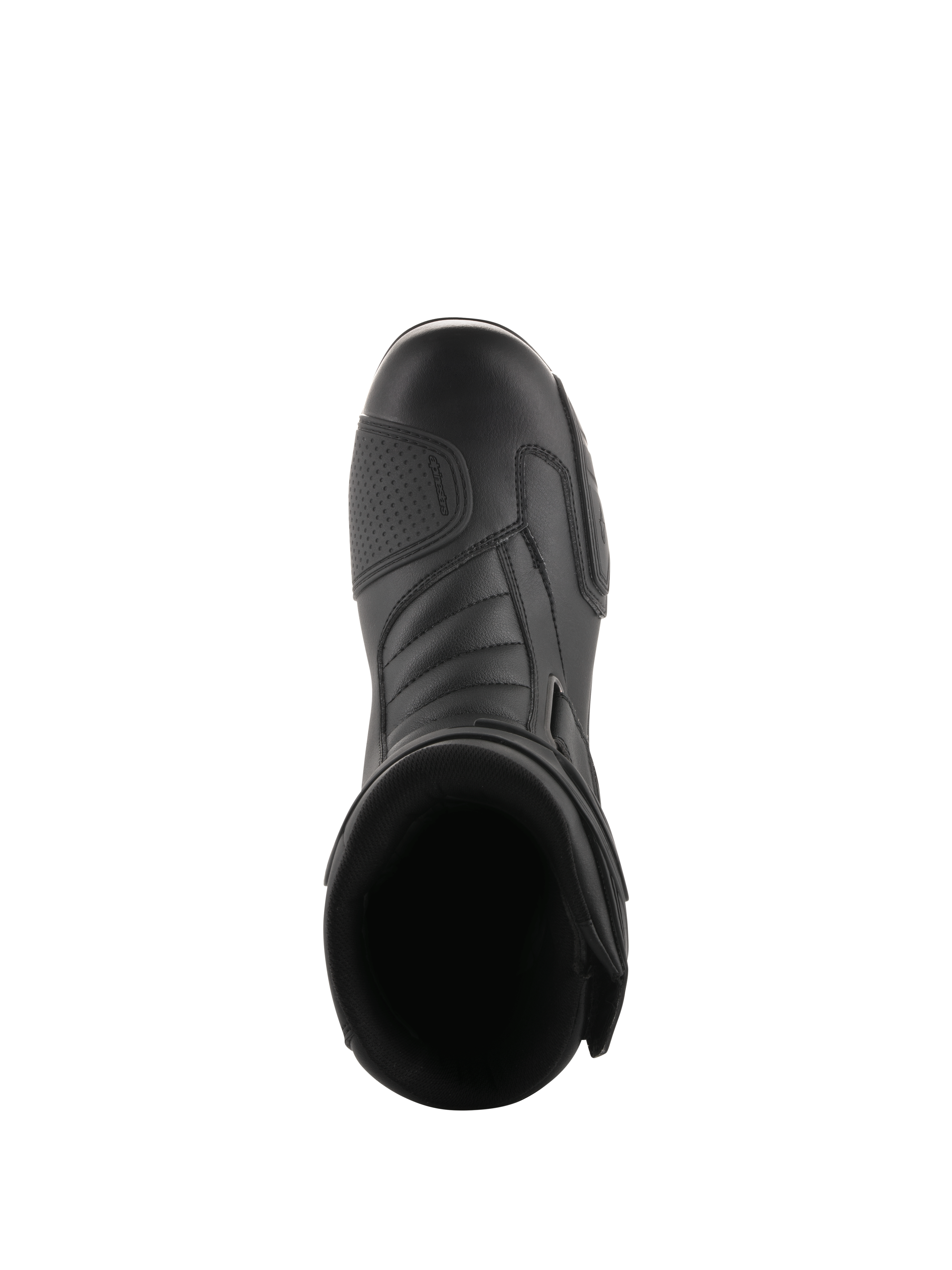 Alpinestars Radon Drystar® Stiefel, Schwarz, Draufsicht auf Motorrad-Tourenstiefel mit verstärktem Schaltpolster und ergonomischer Zehenbox, hochwertiges Synthetikmaterial für wasserdichte Ganzjahres-Performance