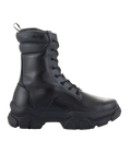 Alpinestars Ava Women's Boots, Urban Motorcycle Boots, Black, side profile view, chunky elevated rubber sole, full-grain leather construction, lace-up closure, utility-inspired design for on and off the bike.