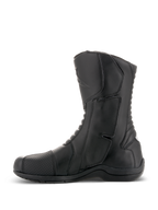 Alpinestars Andes V2 Drystar® Stiefel, Schwarze Motorrad-Tourenstiefel, Seitenansicht, wasserdichte Lederkonstruktion mit verstärktem Schienbeinschutz und Akkordeon-Flex-Einsätzen, Adventure-Fahrbekleidung