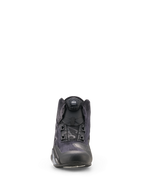 Alpinestars Celer Superair Shoes, Motorcycle Riding Shoes, Black and Dark Gray, front view featuring high-airflow textile construction and the integrated Rotor Closure System dial, sleek athletic design for sport riders