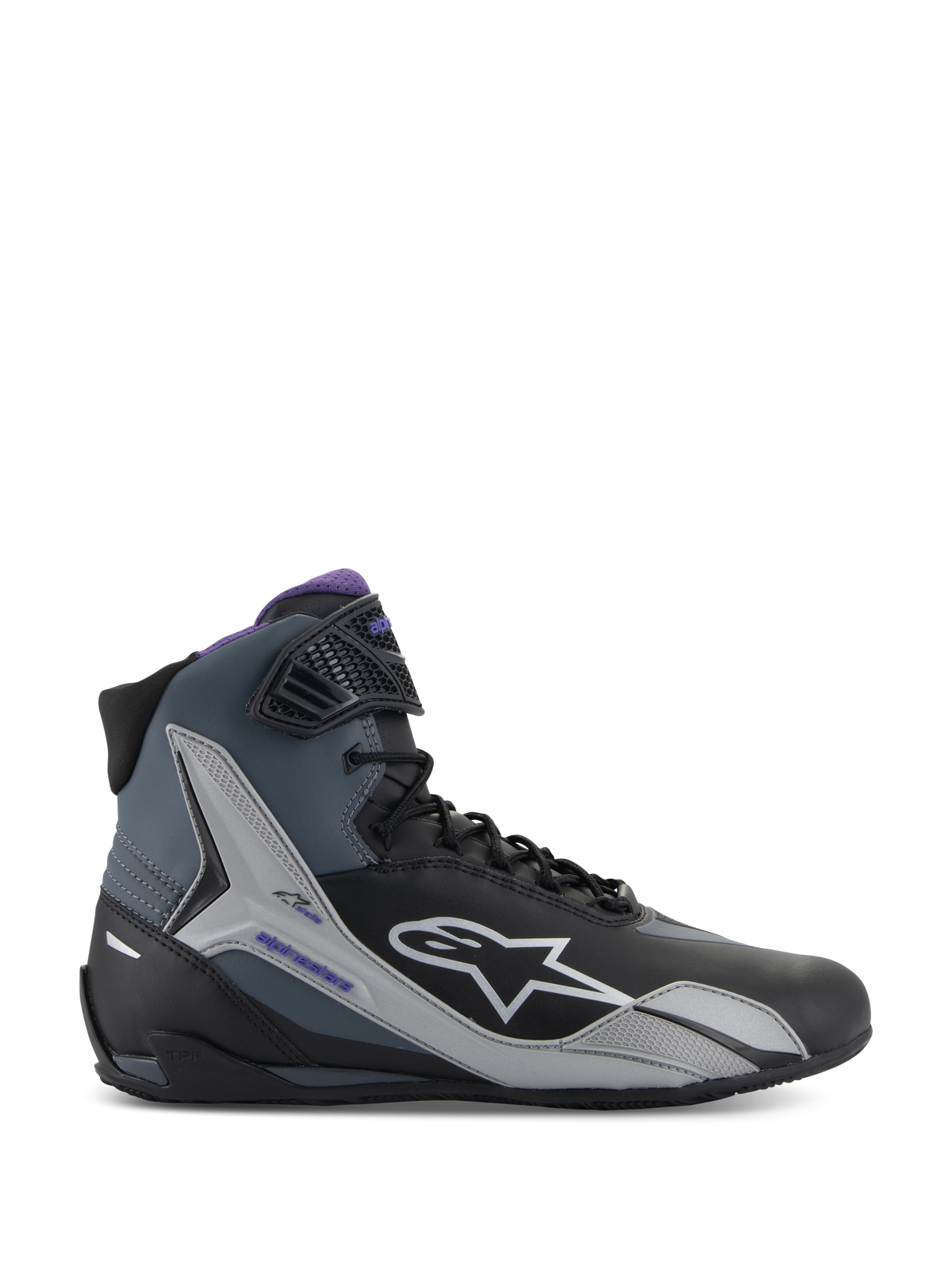Alpinestars Stella Faster-4 Shoes, Women's Road Riding Shoes, Black and Violet, protective microfiber construction.