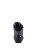 Alpinestars Stella Faster-4 Women's Motorcycle Riding Shoes, Black and Gray, rear view showing heel counter and violet lining.