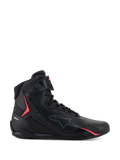 Alpinestars Stella Faster-4 Shoes, Women's Motorcycle Riding Shoes, Black with Diva Pink accents, side view, high-top design with laces and ankle strap, sporty urban protective footwear